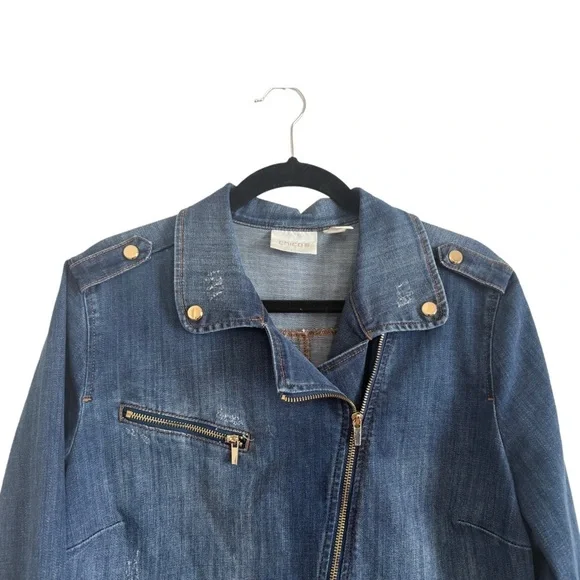 Chico’s Modern Denim Moto Jacket Size 2 - Picture 4 of 10